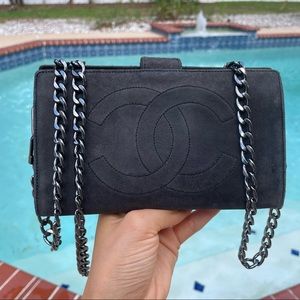 Chanel 90s CC Lamb Leather w/Gun Metal Wallet on Chain Belt Bag
